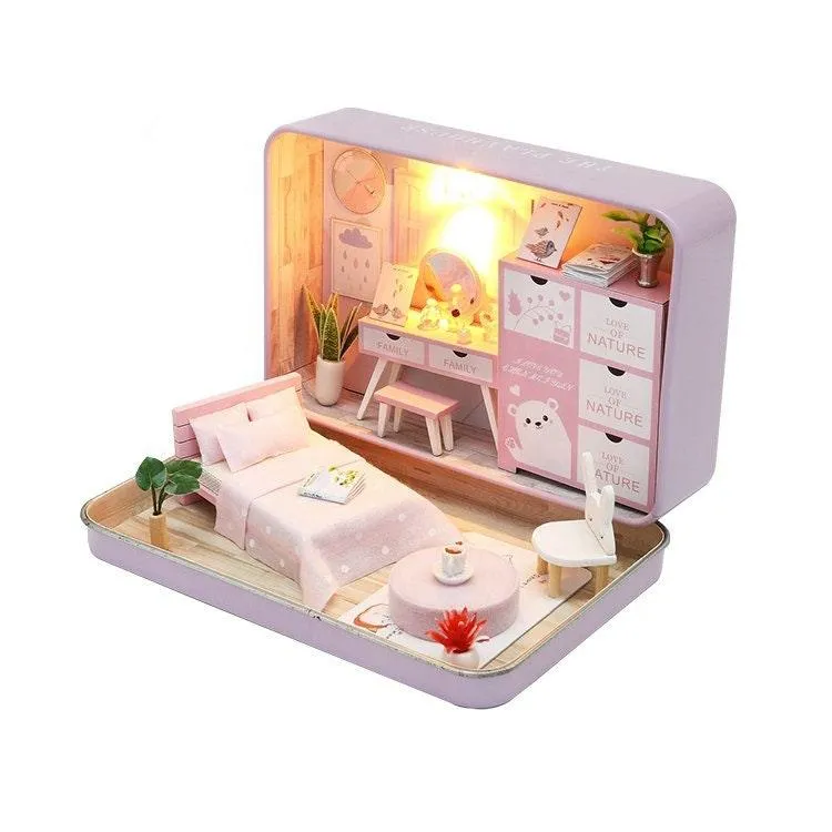 DIY Theatre Series Dollhouse Kit Box (Romantic,Summer,Happiness) Miniature Dollhouse In 3 Patterns Adult Craft Theatre Series Dollhouse