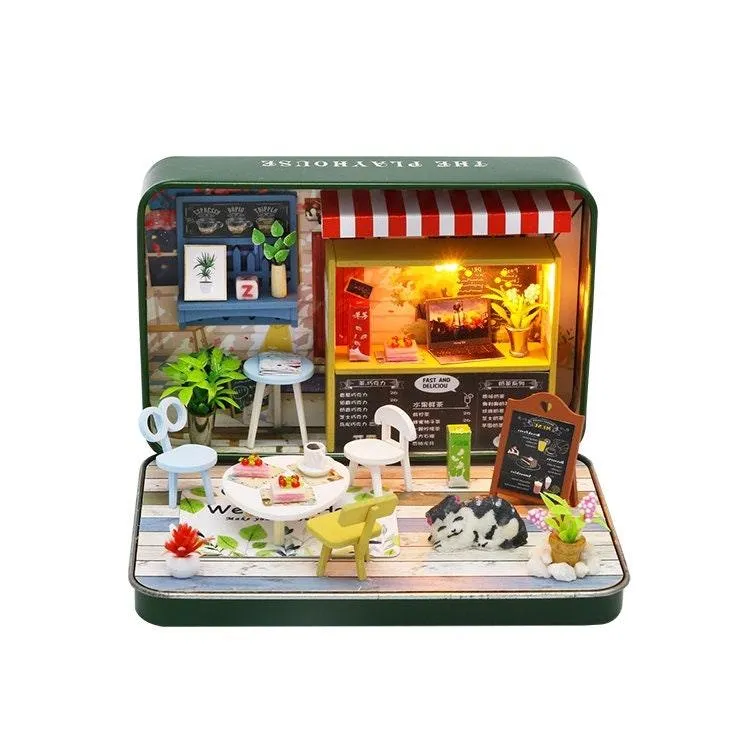 DIY Theatre Series Dollhouse Kit Box (Romantic,Summer,Happiness) Miniature Dollhouse In 3 Patterns Adult Craft Theatre Series Dollhouse