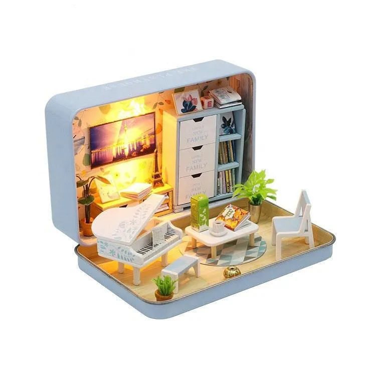 DIY Theatre Series Dollhouse Kit Box (Romantic,Summer,Happiness) Miniature Dollhouse In 3 Patterns Adult Craft Theatre Series Dollhouse