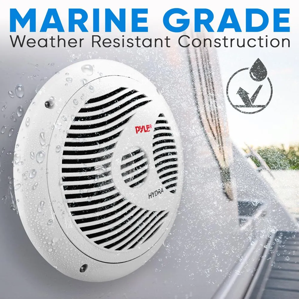 Dual 8'' Waterproof Marine Speakers, Full Range Stereo Sound, 180 Watt, White
