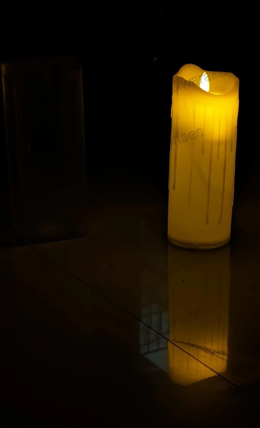 Dwarakesh Enterprises® 20 cm Long Acrylic Dancing Flame Pack of 1 Battery Powered high Brightness Real Wax Dripping Simulation Effect Ambient Romantic flameless e led Tealight Candles(with Batteries)