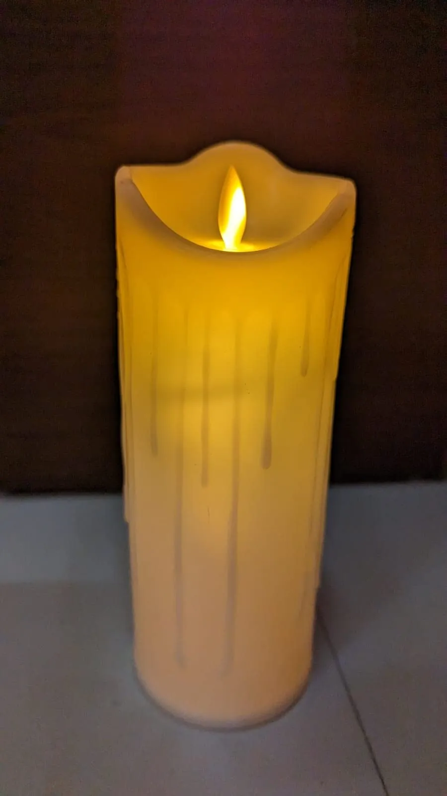 Dwarakesh Enterprises® 20 cm Long Acrylic Dancing Flame Pack of 1 Battery Powered high Brightness Real Wax Dripping Simulation Effect Ambient Romantic flameless e led Tealight Candles(with Batteries)