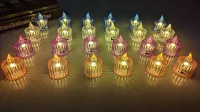 Dwarakesh Enterprises® 24 Pc Crystal high Brightness Luminous Acrylic LED Color Lines Surface Reflective Light Tea Light Ambient Lamp Christmas Wedding Home Birthday Party Decor(5 * 3.5 cm)
