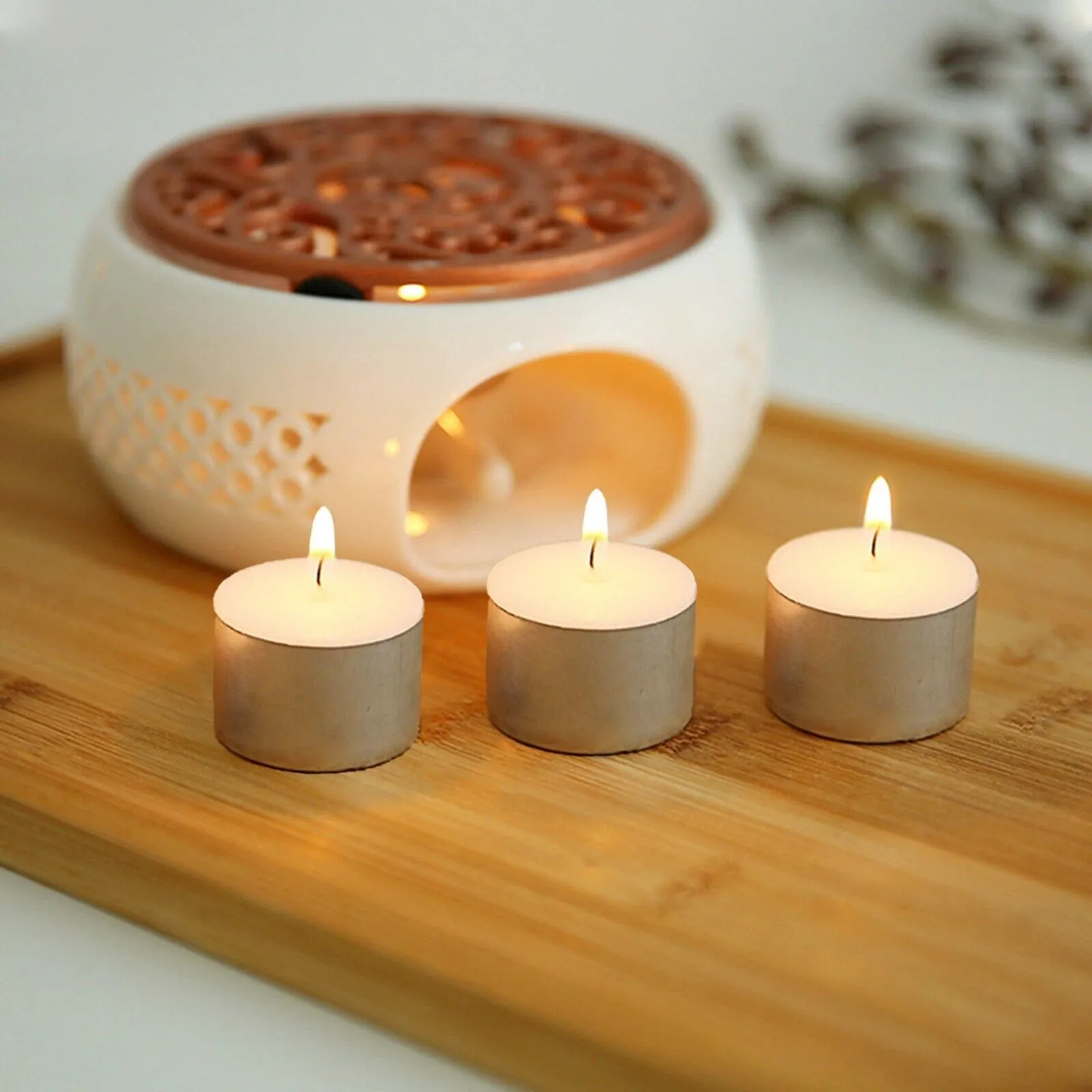 FOBHIYA® 100% Pure Wax Tealight Candles, Unscented Long Burning Tea Light Candles, 8-9 Hours - Perfect for Christmas, Valentines Day, Birthday Celebration (Pack-50)