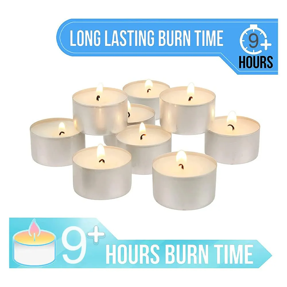 FOBHIYA® 100% Pure Wax Tealight Candles, Unscented Long Burning Tea Light Candles, 8-9 Hours - Perfect for Christmas, Valentines Day, Birthday Celebration (Pack-50)