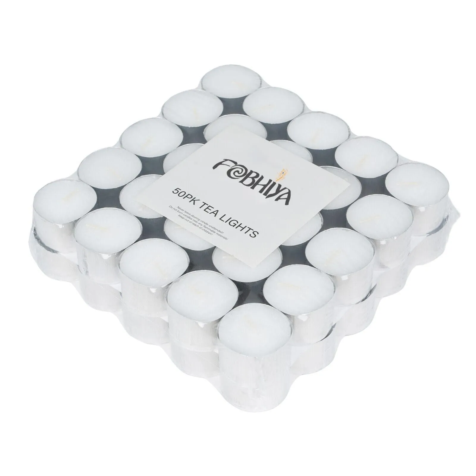 FOBHIYA® 100% Pure Wax Tealight Candles, Unscented Long Burning Tea Light Candles, 8-9 Hours - Perfect for Christmas, Valentines Day, Birthday Celebration (Pack-50)