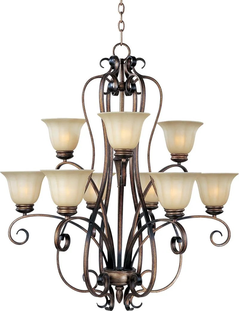 Fremont 34" 9 Light Multi-Tier Chandelier in Platinum Dusk