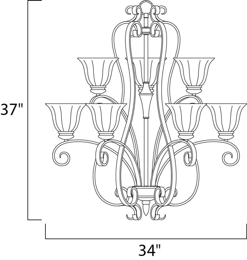 Fremont 34" 9 Light Multi-Tier Chandelier in Platinum Dusk