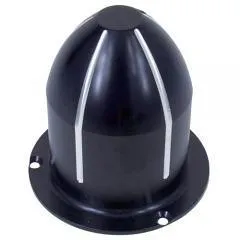 Front Dust Cap, Bullet Style Black Finish with Grooves