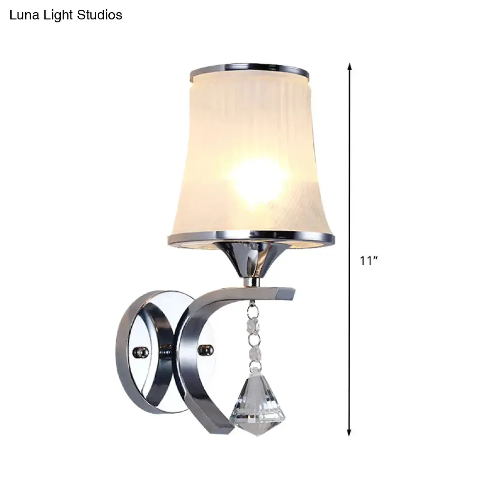 Frosted Glass Bell Wall Sconce - Modern Chrome Lighting for Bedroom