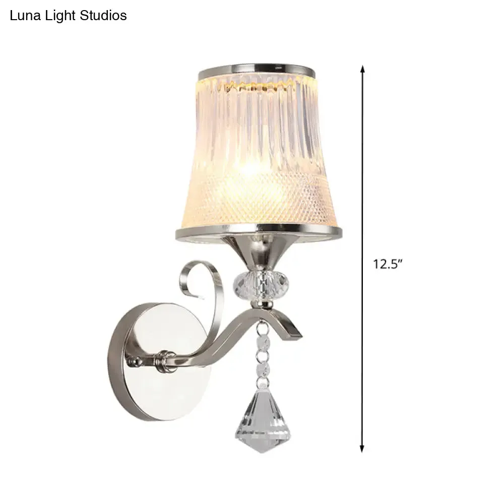 Frosted Glass Bell Wall Sconce - Modern Chrome Lighting for Bedroom
