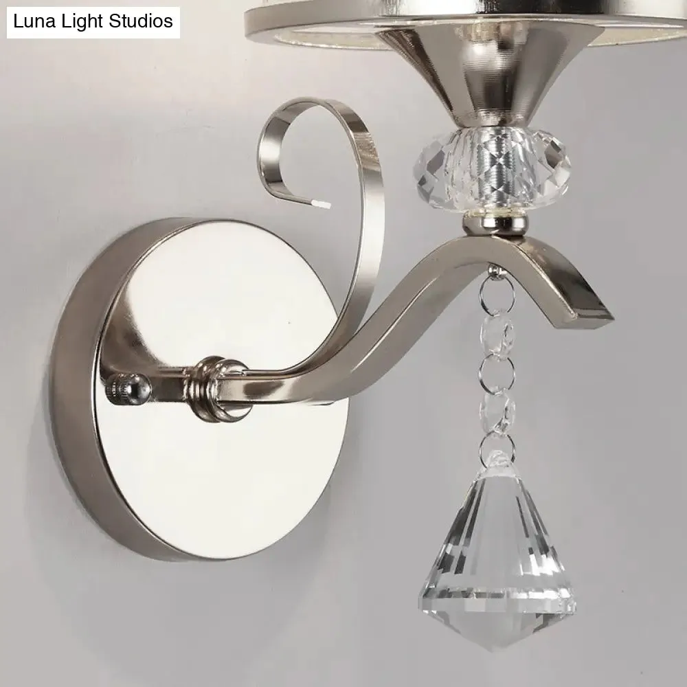Frosted Glass Bell Wall Sconce - Modern Chrome Lighting for Bedroom