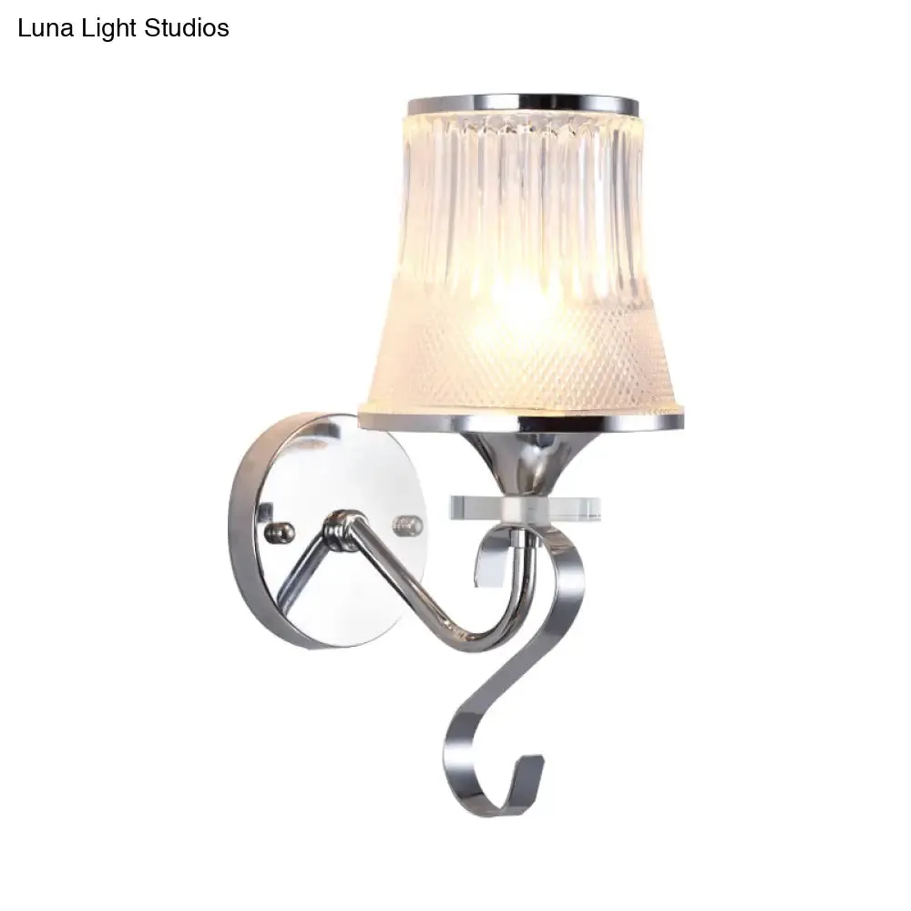 Frosted Glass Bell Wall Sconce - Modern Chrome Lighting for Bedroom