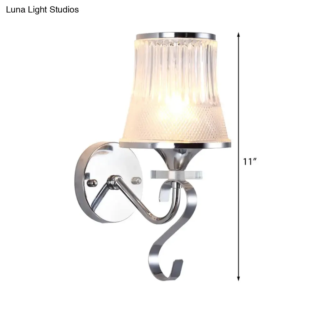 Frosted Glass Bell Wall Sconce - Modern Chrome Lighting for Bedroom