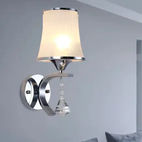 Frosted Glass Bell Wall Sconce - Modern Chrome Lighting for Bedroom