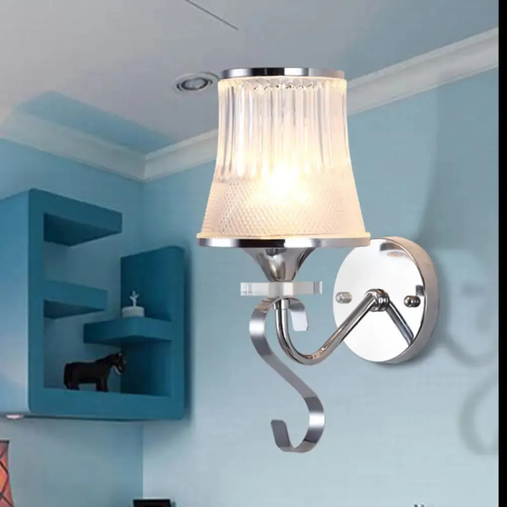 Frosted Glass Bell Wall Sconce - Modern Chrome Lighting for Bedroom
