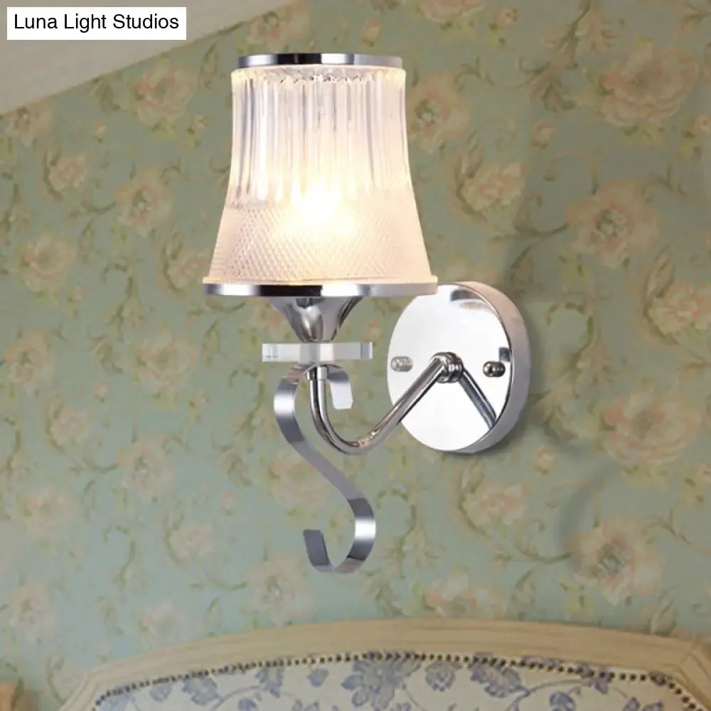 Frosted Glass Bell Wall Sconce - Modern Chrome Lighting for Bedroom