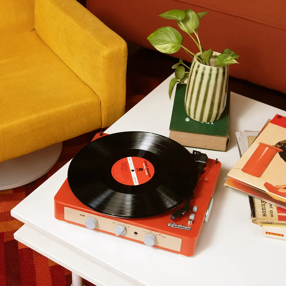 Gadhouse Brad MKII Record Player - Tangerine   Bundled Record Storage Crate