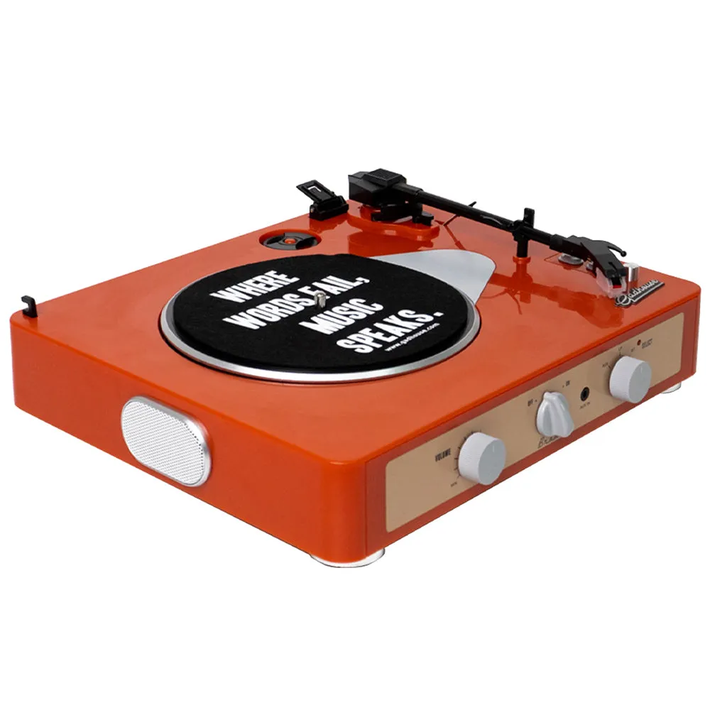 Gadhouse Brad MKII Record Player - Tangerine   Bundled Record Storage Crate