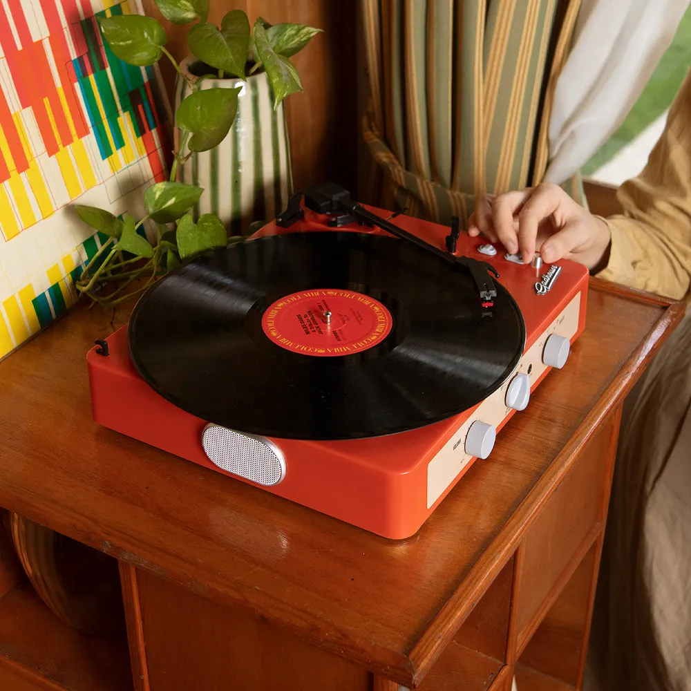 Gadhouse Brad MKII Record Player - Tangerine   Bundled Record Storage Crate