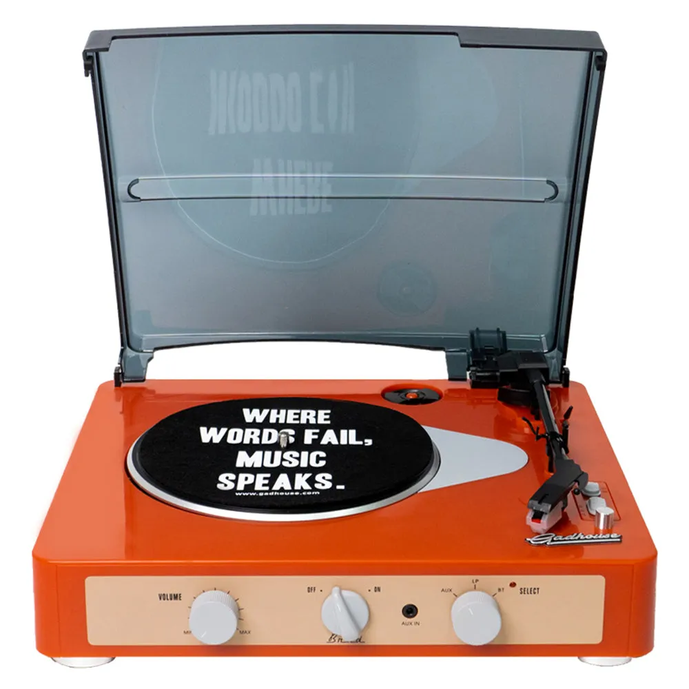 Gadhouse Brad MKII Record Player - Tangerine   Bundled Record Storage Crate
