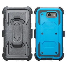 Galaxy J3 Emerge Case, Shockproof Armor   [Temper Glass Screen Protector] Heavy Duty Holster Shell Combo Case for Samsung Galaxy J3 Emerge - Blue