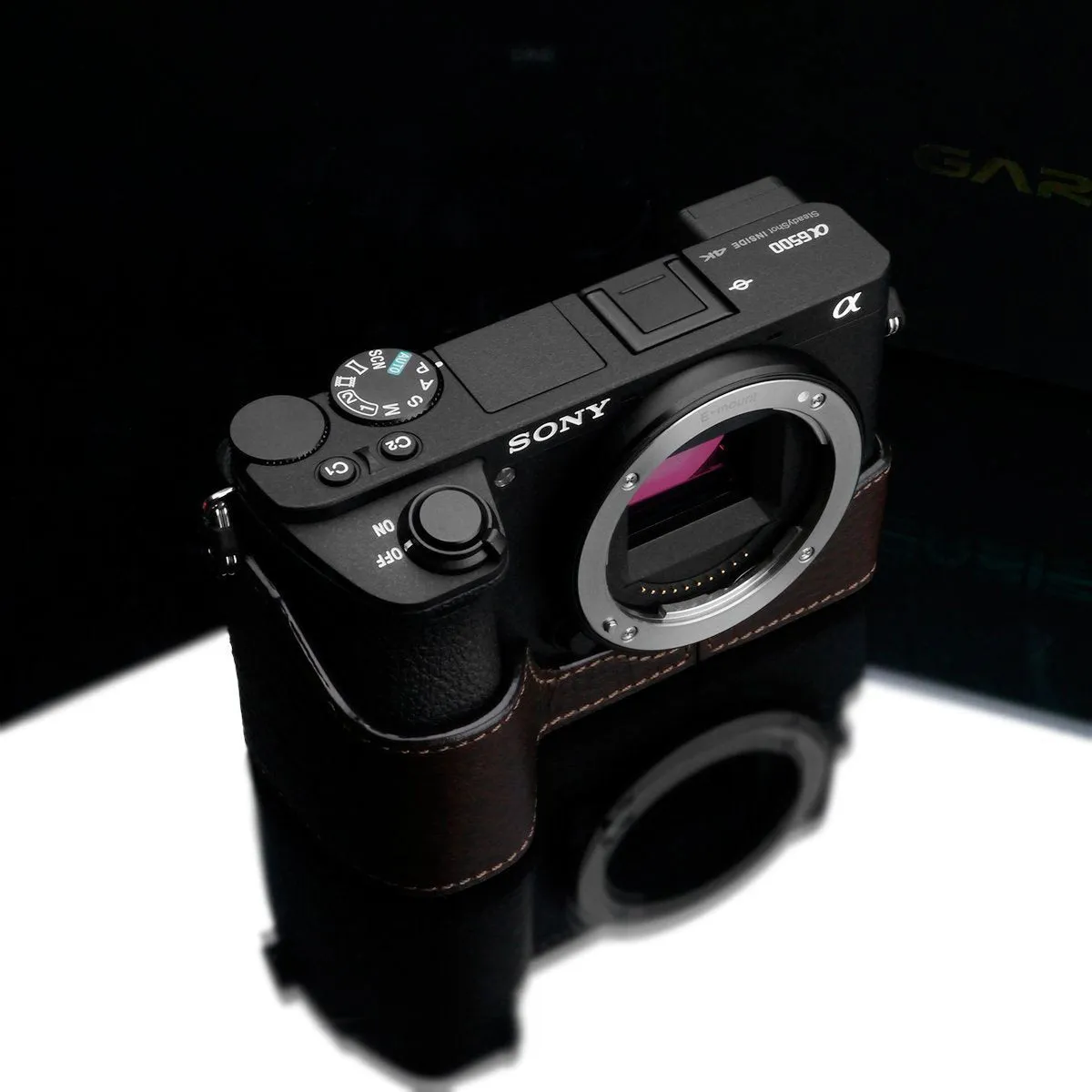 Gariz XS-CHA6500BR Genuine Leather Camera Half Case Brown for Sony A6500