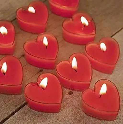Giftrend Wax Romantic Heart-Shaped Tealight Scented Candles - Rose (Red) 30 Pcs
