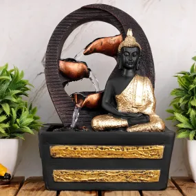 Global Grabbers Polyresin Table Top Indoor Outdoor Water Fall Fountain with LED Lights Home Decor Decoration Gift Gifting Items-GOL_BRO-S2-(000)