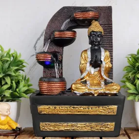 Global Grabbers Polyresin Table Top Indoor Outdoor Water Fall Fountain with LED Lights Home Decor Decoration Gift Gifting Items-GOL_BRO-S6-(1)