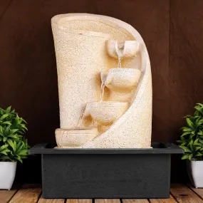 Global Grabbers Polyresin Table Top Indoor Outdoor Water Fall Fountain with LED Lights Home Decor Decoration Gift Gifting Items-STN-SF32-(000)