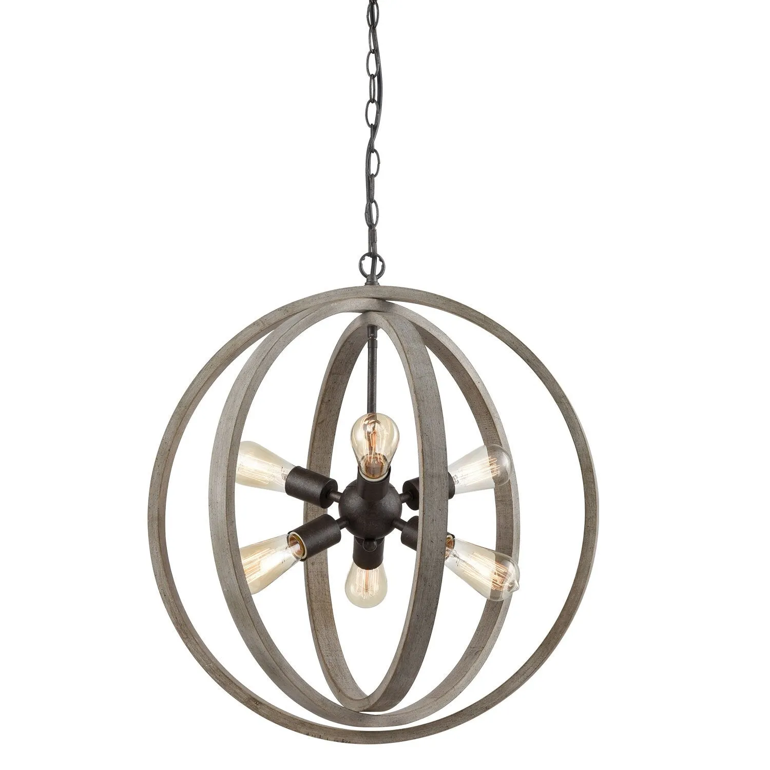 Globe Metal Rustic Wood Dining Room chandeliers with 6 Lights