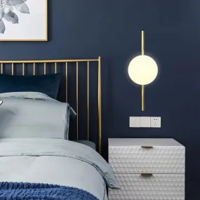 Globe White Glass Wall Mount Sconce Light with Elegant Gold Arm and Base