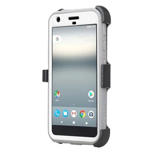 Google Pixel Case, Coverlab Triple Protection 3-in-1 Shockproof Armor Holster Shell Combo Case w/ Built in Screen Protector for Google Pixel - White
