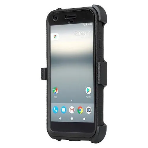 Google Pixel XL Case, Triple Protection 3-in-1 Shockproof Armor Holster Shell Combo Case w/ Built in Screen Protector for Google Pixel XL - Black