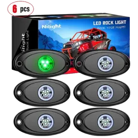 Green LED Rock Lights (6 Pcs)