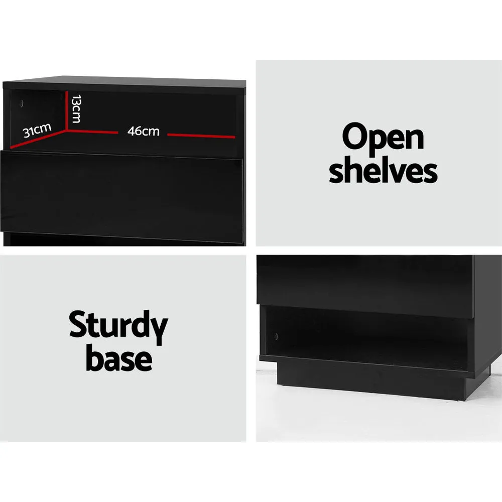 Hana LED Bedside Table - Black