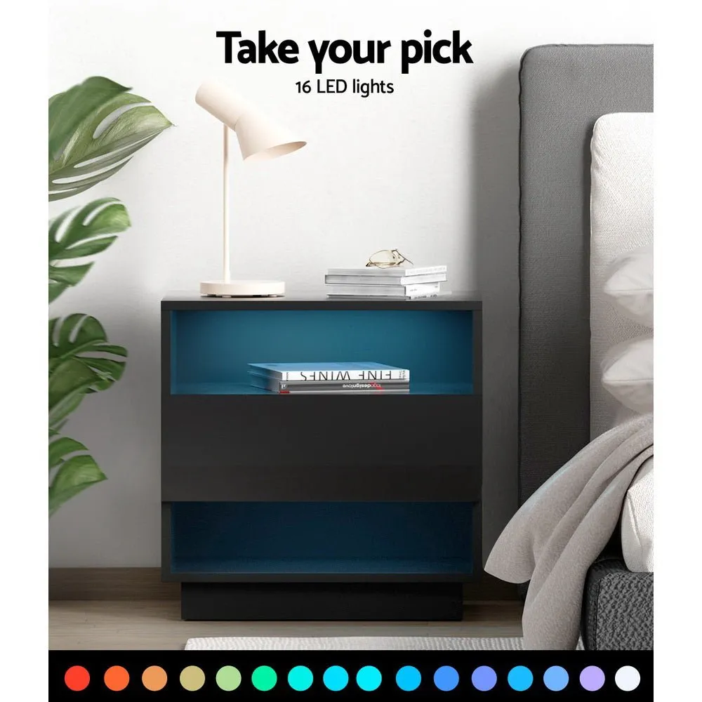 Hana LED Bedside Table - Black