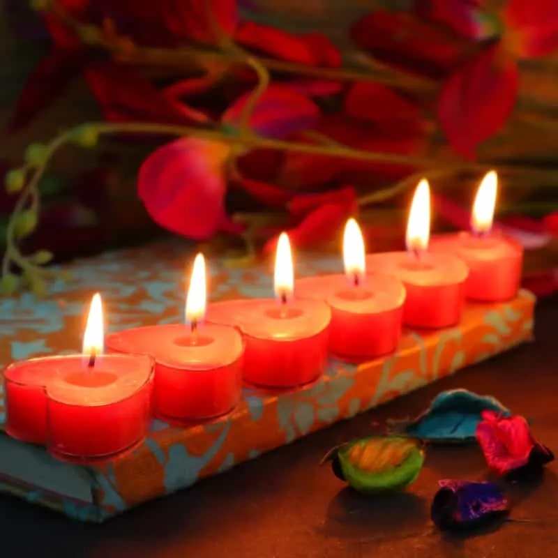 Heart Shaped Fragrance Tea Light Candles (Pack of 10)