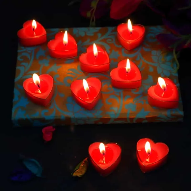 Heart Shaped Fragrance Tea Light Candles (Pack of 10)