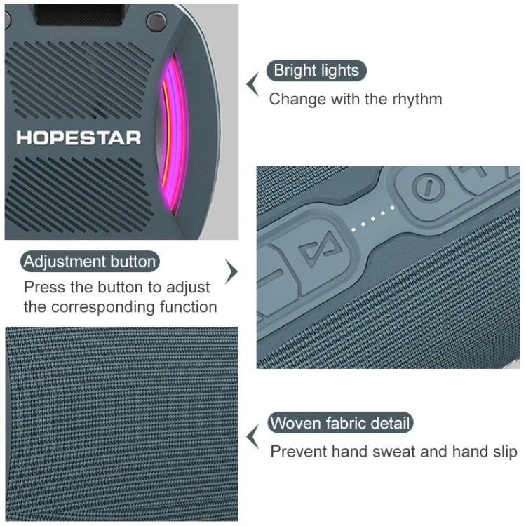 HOPESTAR H24 Pro TWS Bluetooth Speaker - Waterproof with Rhythm Light & Hands-free Calling for Outdoor Fun