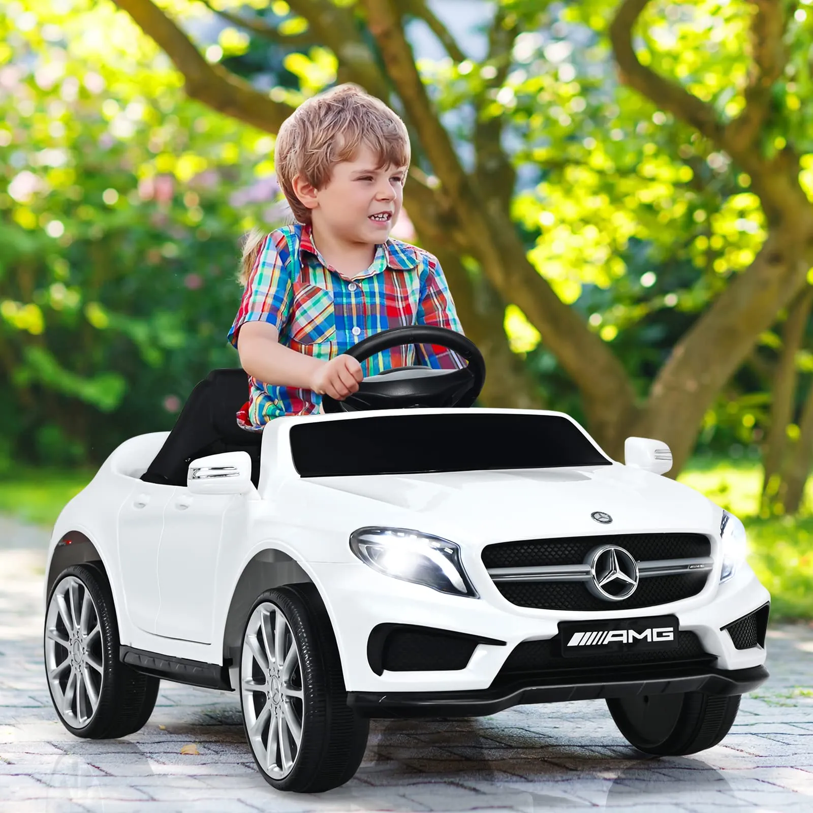INFANS 12V Electric Kids Ride on Car, Licensed Mercedes Benz GLA45 Toy Car, Battery Powered Toy Vehicle