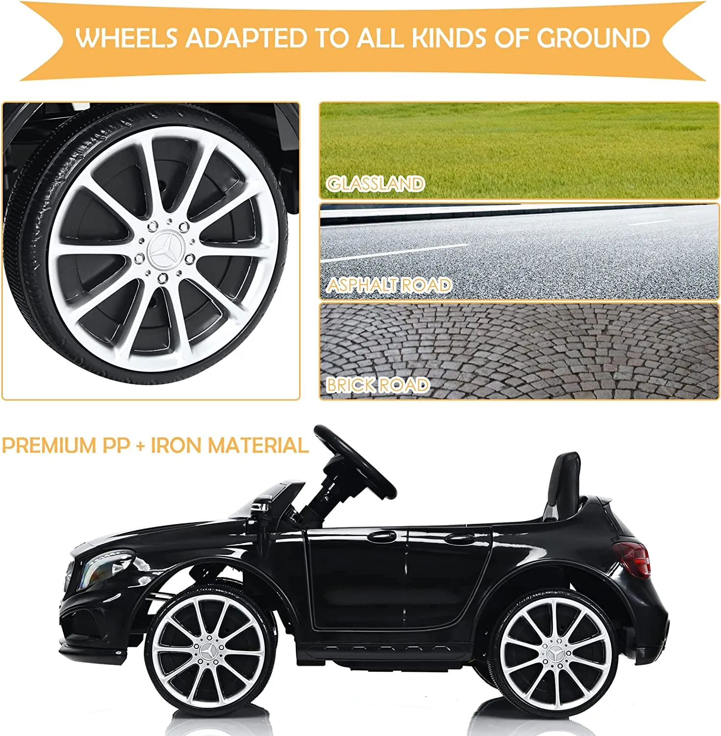 INFANS 12V Electric Kids Ride on Car, Licensed Mercedes Benz GLA45 Toy Car, Battery Powered Toy Vehicle