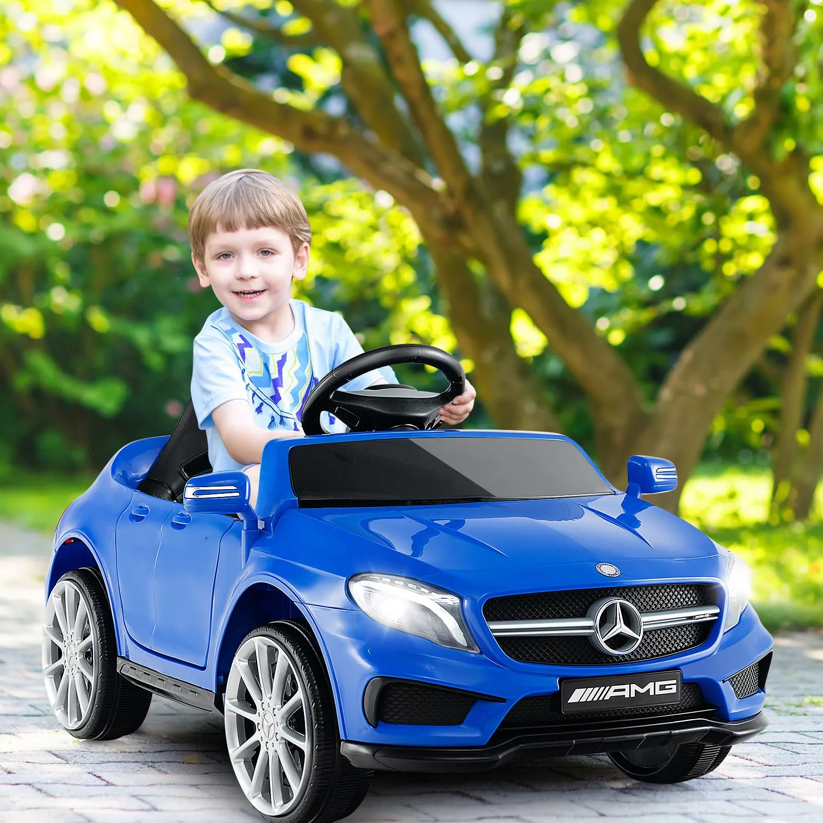 INFANS 12V Electric Kids Ride on Car, Licensed Mercedes Benz GLA45 Toy Car, Battery Powered Toy Vehicle