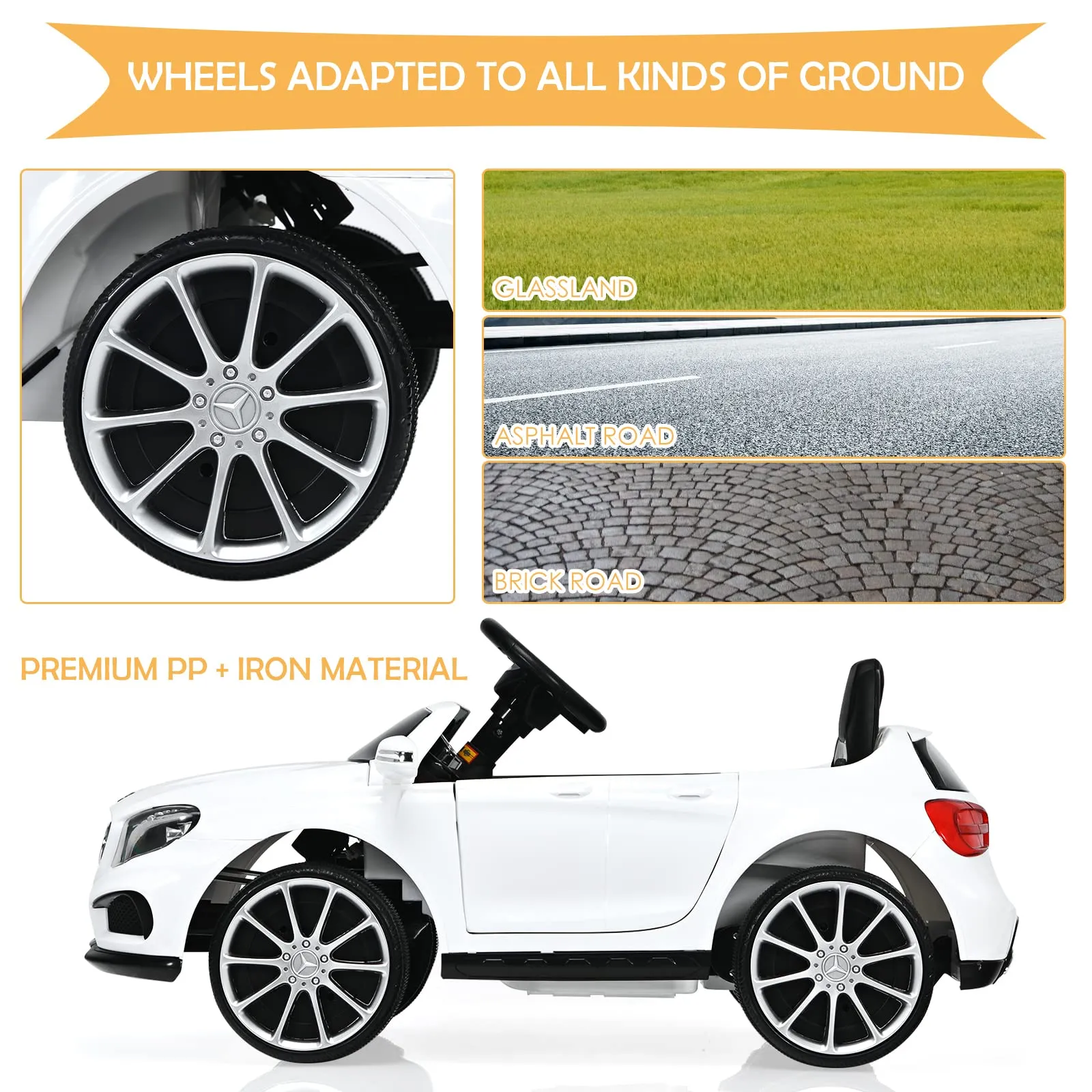 INFANS 12V Electric Kids Ride on Car, Licensed Mercedes Benz GLA45 Toy Car, Battery Powered Toy Vehicle