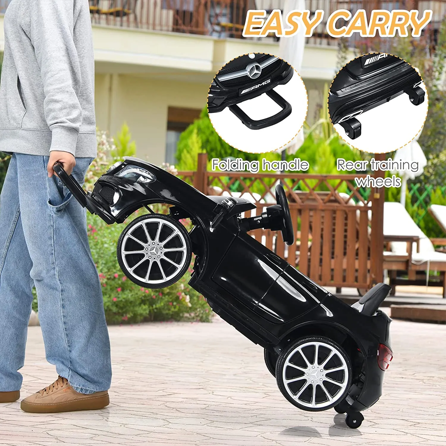 INFANS 12V Electric Kids Ride on Car, Licensed Mercedes Benz GLA45 Toy Car, Battery Powered Toy Vehicle
