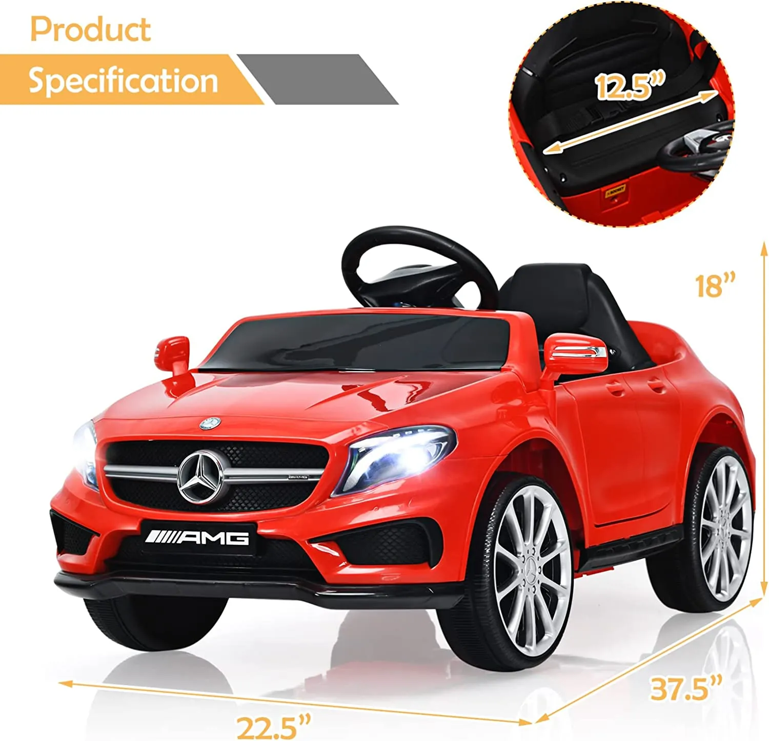 INFANS 12V Electric Kids Ride on Car, Licensed Mercedes Benz GLA45 Toy Car, Battery Powered Toy Vehicle