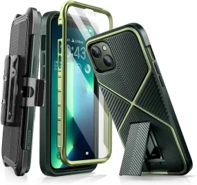 iPhone 14 Plus Case 6.7'', Full-Body Kickstand & Belt-Clip Heavy Duty Rugged Case Black