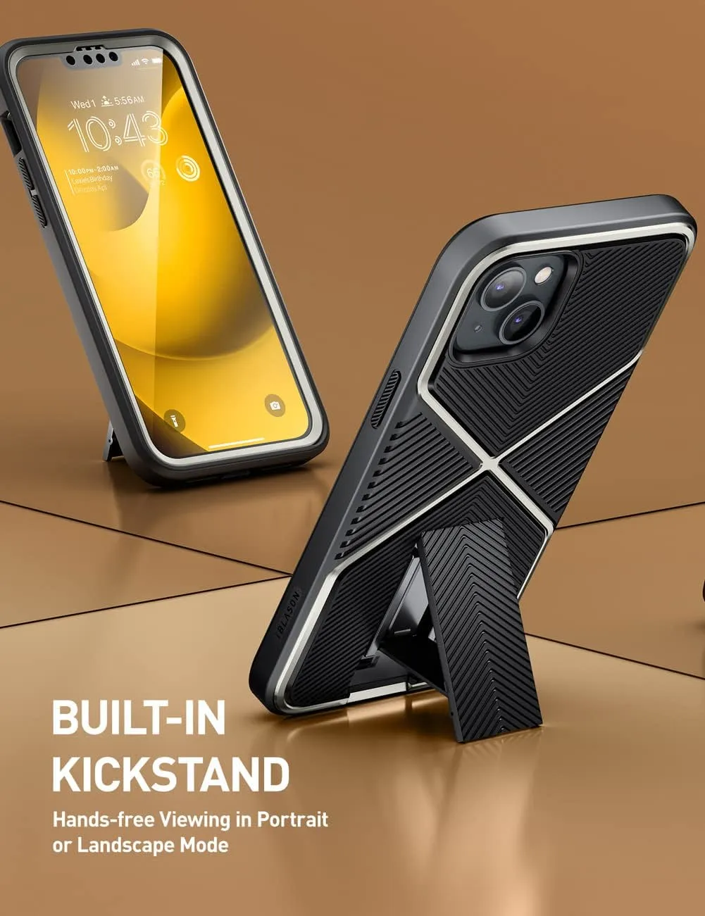 iPhone 14 Plus Case 6.7'', Full-Body Kickstand & Belt-Clip Heavy Duty Rugged Case Black