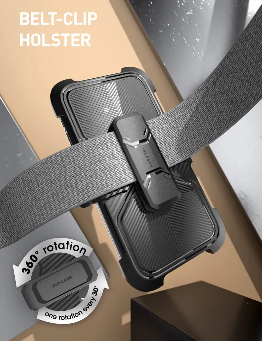 iPhone 14 Plus Case 6.7'', Full-Body Kickstand & Belt-Clip Heavy Duty Rugged Case Black